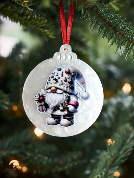 Boule plate en plexi et résine fond blanc