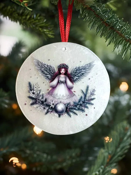 Boule plate en plexi et résine fond blanc