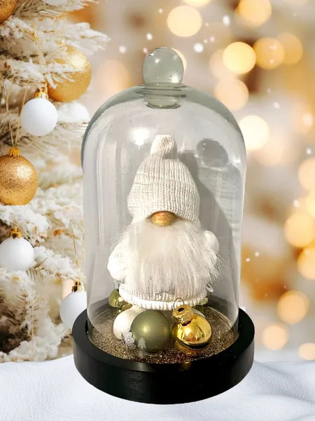 Gnome et Ours Noël sous cloche