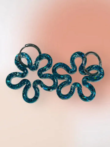 Boucles d'oreilles en résine - création artisanale avec éléments interchangeable