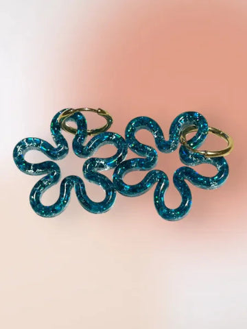 Boucles d'oreilles en résine - création artisanale avec éléments interchangeable