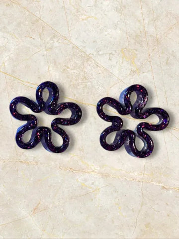 Boucles d'oreilles en résine - création artisanale avec éléments interchangeable