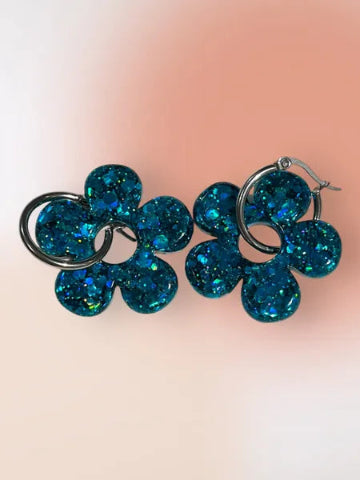 Boucles d'oreilles en résine - création artisanale avec éléments interchangeable