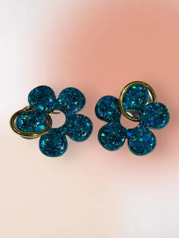 Boucles d'oreilles en résine - création artisanale avec éléments interchangeable