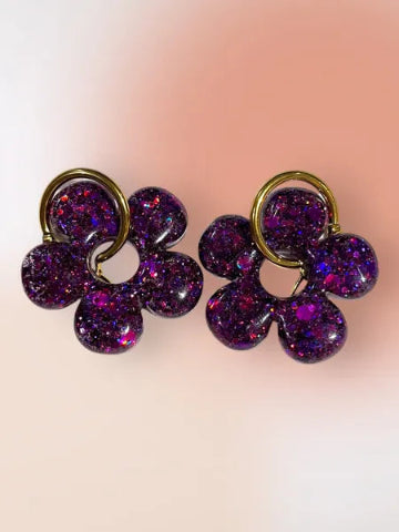 Boucles d'oreilles en résine - création artisanale avec éléments interchangeable