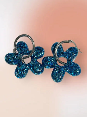 Boucles d'oreilles en résine - création artisanale avec éléments interchangeable