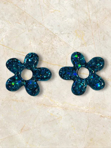 Boucles d'oreilles en résine - création artisanale avec éléments interchangeable