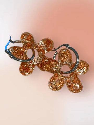 Boucles d'oreilles en résine - création artisanale avec éléments interchangeable