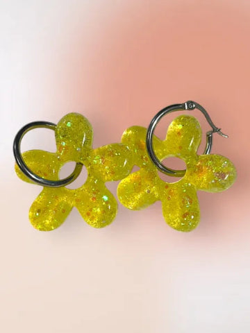 Boucles d'oreilles en résine - création artisanale avec éléments interchangeable