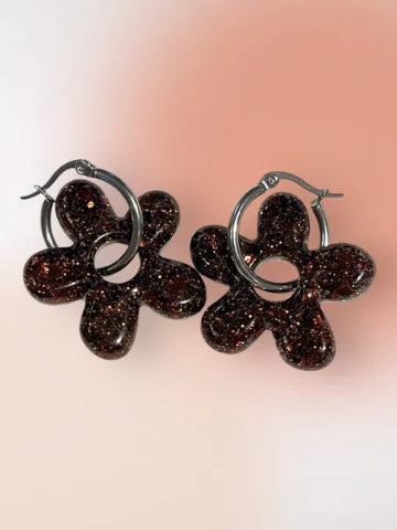 Boucles d'oreilles en résine - création artisanale avec éléments interchangeable