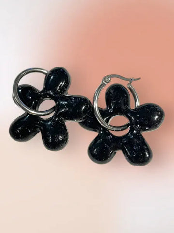 Boucles d'oreilles en résine - création artisanale avec éléments interchangeable