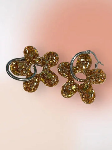 Boucles d'oreilles en résine - création artisanale avec éléments interchangeable