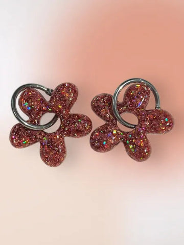 Boucles d'oreilles en résine - création artisanale avec éléments interchangeable