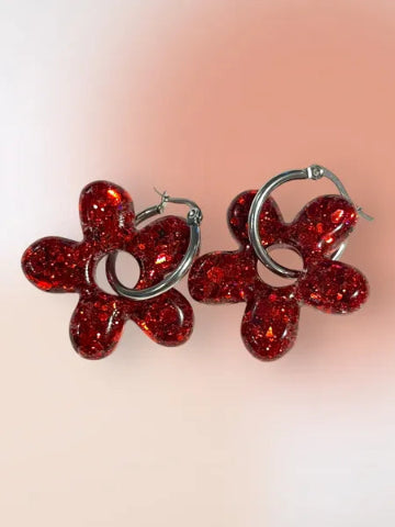 Boucles d'oreilles en résine - création artisanale avec éléments interchangeable