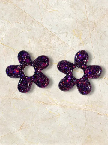 Boucles d'oreilles en résine - création artisanale avec éléments interchangeable