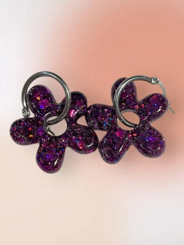 Boucles d'oreilles en résine - création artisanale avec éléments interchangeable