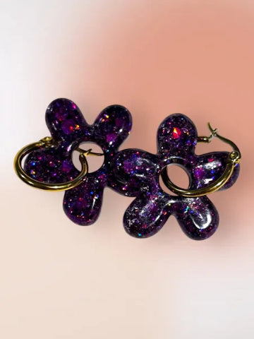 Boucles d'oreilles en résine - création artisanale avec éléments interchangeable