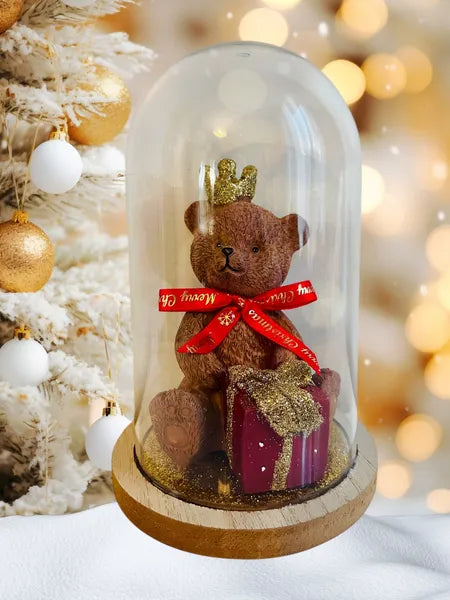 Gnome et Ours Noël sous cloche