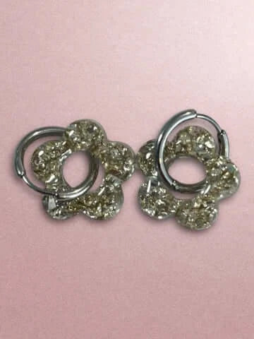 Boucles d'oreilles en résine - création artisanale avec éléments interchangeable