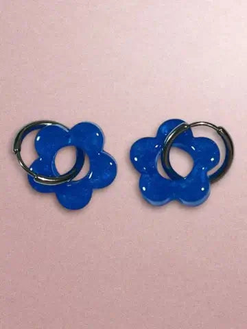 Boucles d'oreilles en résine - création artisanale avec éléments interchangeable