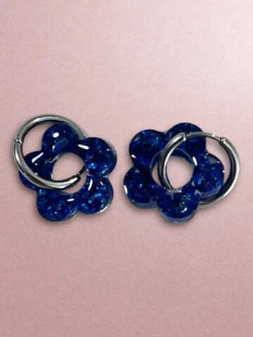 Boucles d'oreilles en résine - création artisanale avec éléments interchangeable