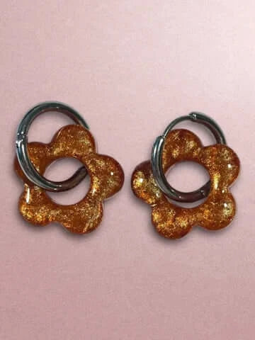 Boucles d'oreilles en résine - création artisanale avec éléments interchangeable