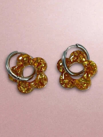 Boucles d'oreilles en résine - création artisanale avec éléments interchangeable