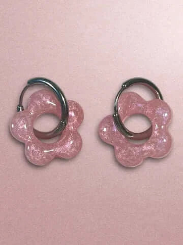 Boucles d'oreilles en résine - création artisanale avec éléments interchangeable