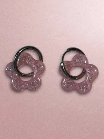 Boucles d'oreilles en résine - création artisanale avec éléments interchangeable