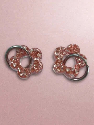 Boucles d'oreilles en résine - création artisanale avec éléments interchangeable