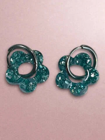 Boucles d'oreilles en résine - création artisanale avec éléments interchangeable