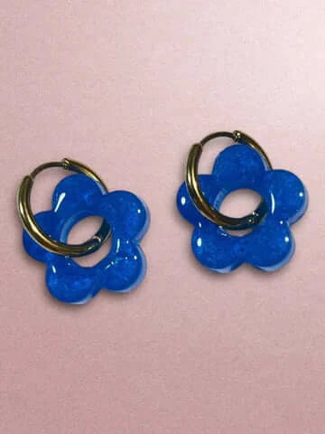 Boucles d'oreilles en résine - création artisanale avec éléments interchangeable