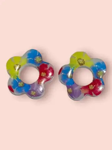 Boucles d'oreilles en résine - création artisanale avec éléments interchangeable