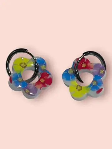 Boucles d'oreilles en résine - création artisanale avec éléments interchangeable