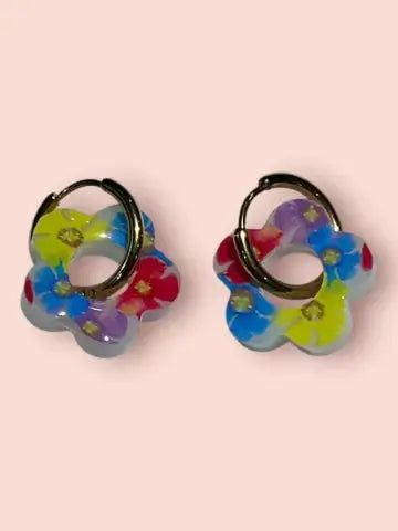 Boucles d'oreilles en résine - création artisanale avec éléments interchangeable