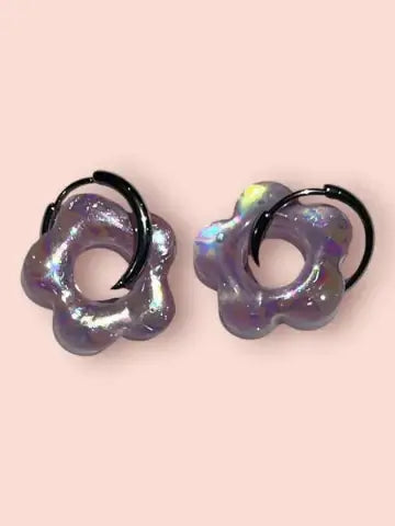 Boucles d'oreilles en résine - création artisanale avec éléments interchangeable