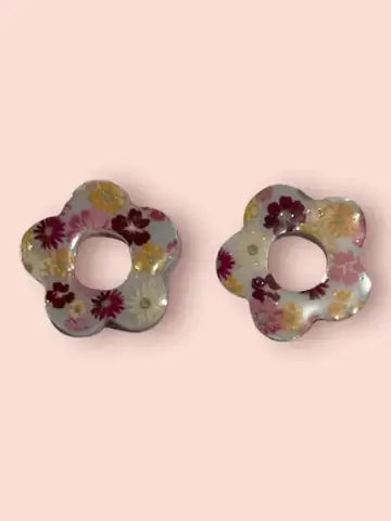 Boucles d'oreilles en résine - création artisanale avec éléments interchangeable