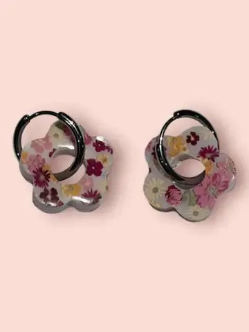 Boucles d'oreilles en résine - création artisanale avec éléments interchangeable