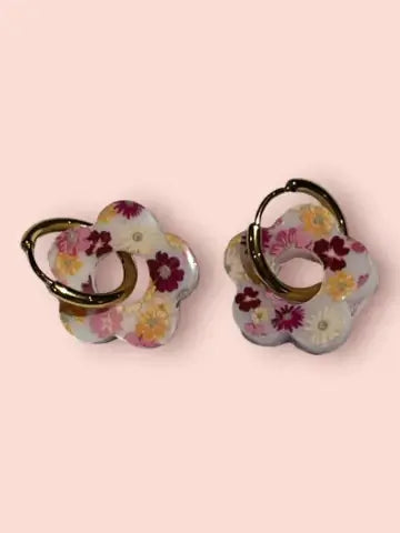 Boucles d'oreilles en résine - création artisanale avec éléments interchangeable