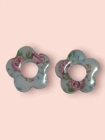 Boucles d'oreilles en résine - création artisanale avec éléments interchangeable