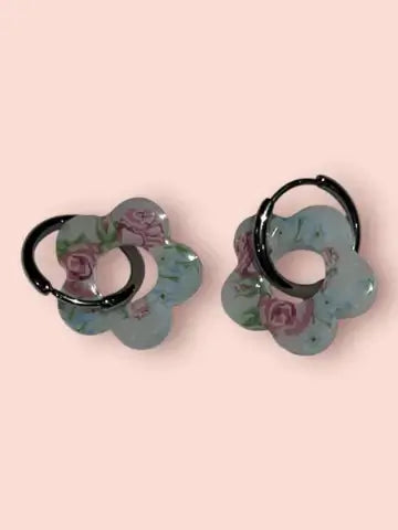 Boucles d'oreilles en résine - création artisanale avec éléments interchangeable