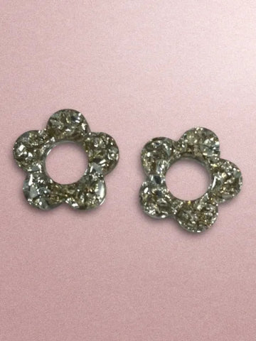 Boucles d'oreilles en résine - création artisanale avec éléments interchangeable