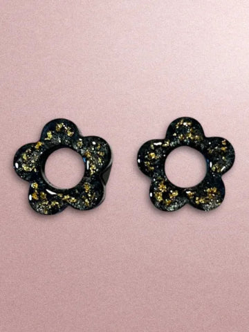 Boucles d'oreilles en résine - création artisanale avec éléments interchangeable