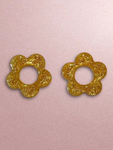 Boucles d'oreilles en résine - création artisanale avec éléments interchangeable