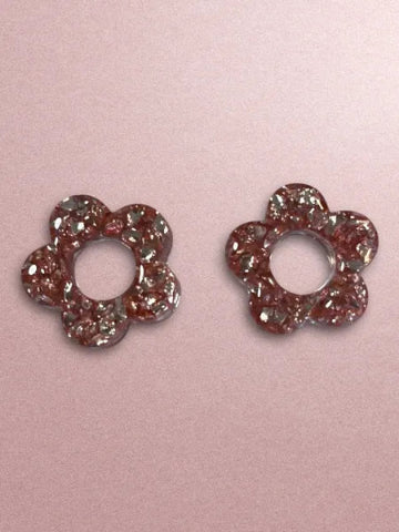Boucles d'oreilles en résine - création artisanale avec éléments interchangeable