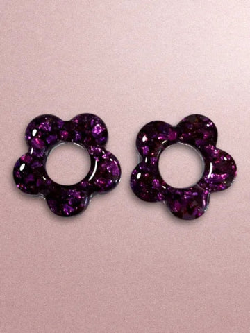 Boucles d'oreilles en résine - création artisanale avec éléments interchangeable