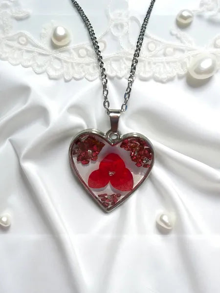 Pendentif et chaîne - Résine et acier inoxydable