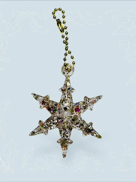 Porte-clé étoiles de neige en résine – création artisanale féerique