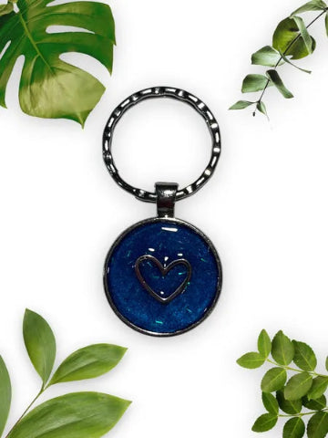 Porte clés Coeur - résine et acier inoxydable