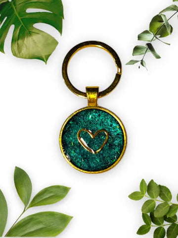 Porte clés Coeur - résine et acier inoxydable
